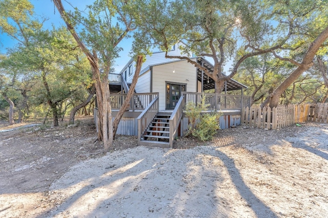 view of front of property featuring a deck