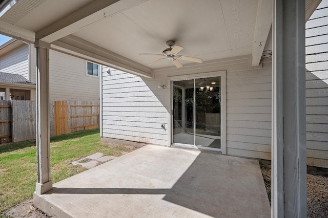 view of patio with ceiling fan