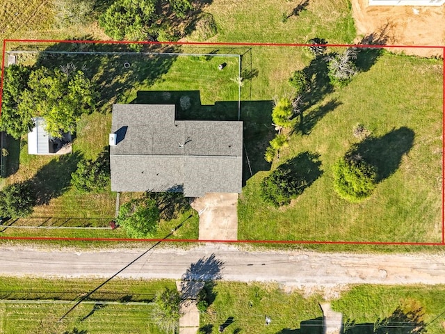 drone / aerial view with a rural view