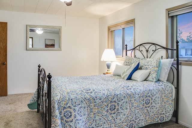 bedroom featuring carpet and ceiling fan