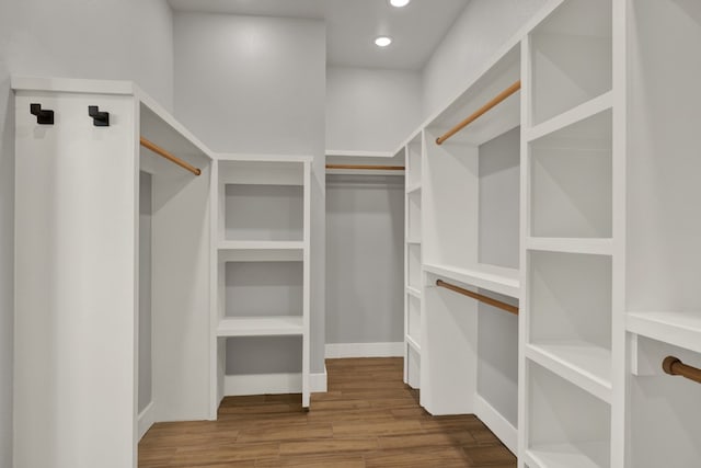 walk in closet featuring wood-type flooring