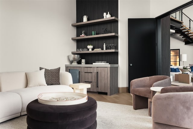 living room featuring light hardwood / wood-style flooring