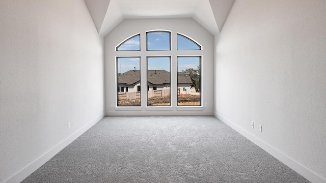 920 Teakmill Trl, San Marcos, TX 78666 - carpeted empty room featuring vaulted ceiling and baseboards