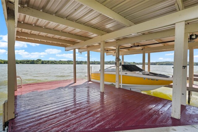 view of dock featuring a water view