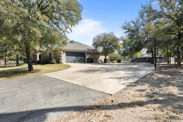 exterior space with a garage