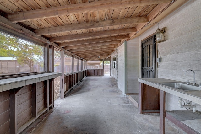 view of patio featuring sink