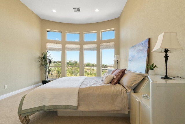 bedroom featuring multiple windows and carpet floors