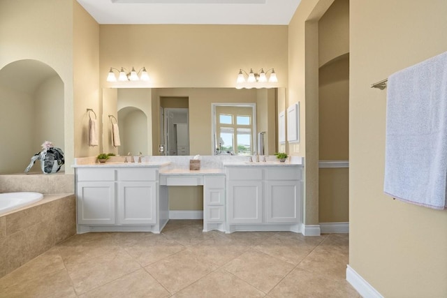 18201 Hewetson Cv, Austin, TX 78738 - full bath featuring vanity, a bath, and tile patterned floors