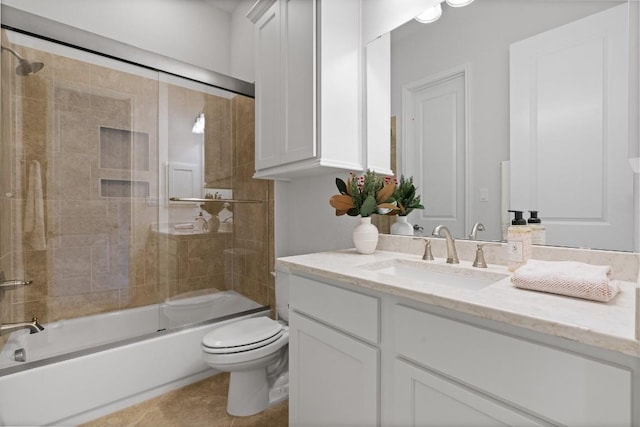 18201 Hewetson Cv, Austin, TX 78738 - full bath with toilet, vanity, combined bath / shower with glass door, and tile patterned flooring