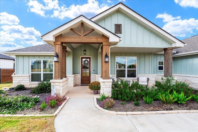 craftsman inspired home with covered porch