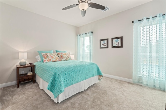 bedroom with carpet and ceiling fan