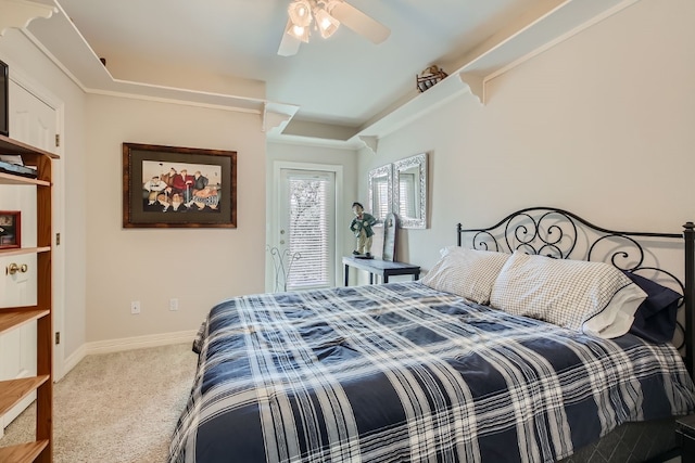 bedroom featuring carpet floors and ceiling fan