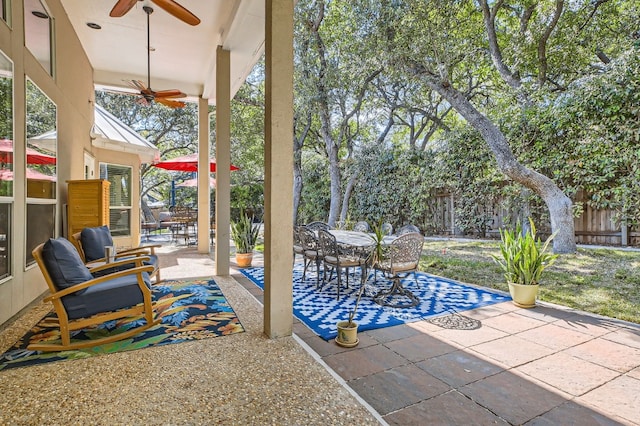 view of patio / terrace with ceiling fan