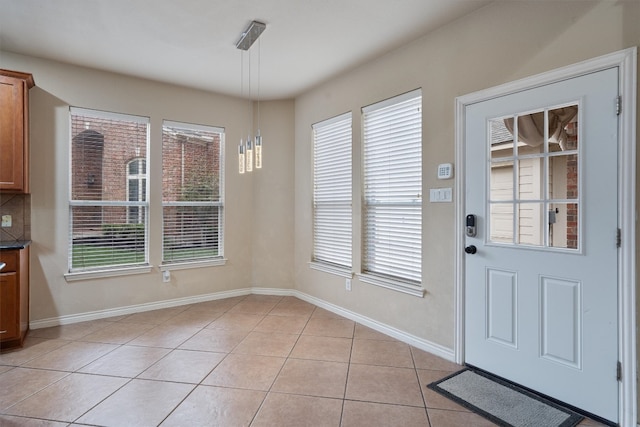 interior space with light tile patterned flooring