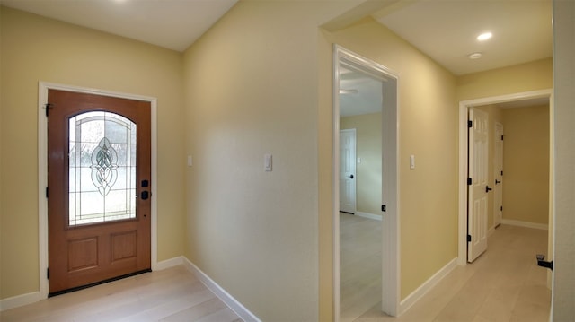 entryway with light wood-type flooring