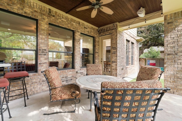 view of patio / terrace with ceiling fan