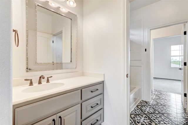 15006 Nightingale Ln, Austin, TX 78734 - bathroom featuring vanity, tile patterned floors, and bathtub / shower combination