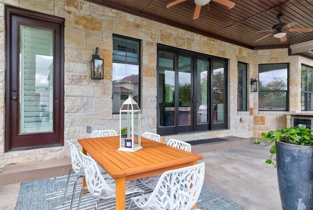 15006 Nightingale Ln, Austin, TX 78734 - view of patio / terrace featuring ceiling fan, french doors, and outdoor dining area