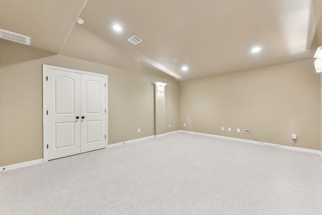 basement with carpet