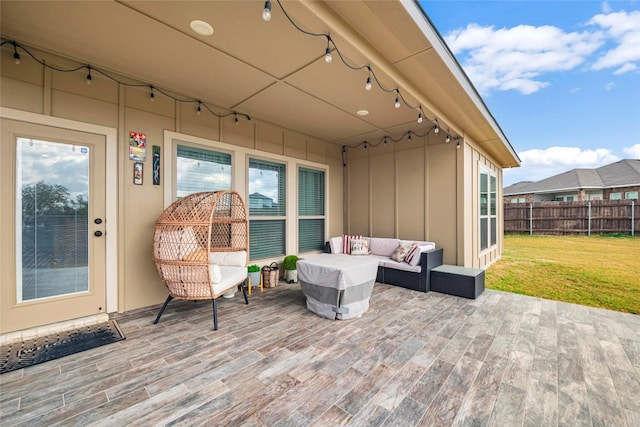 view of patio featuring an outdoor hangout area