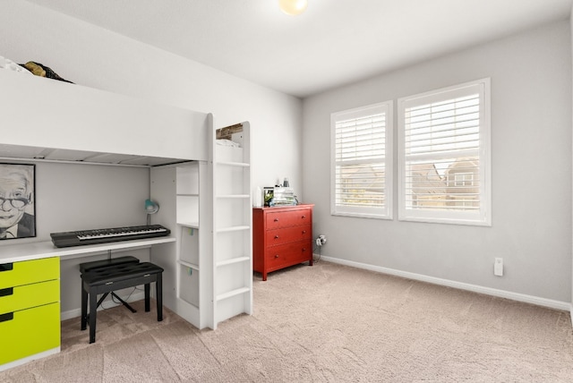 home office featuring light carpet