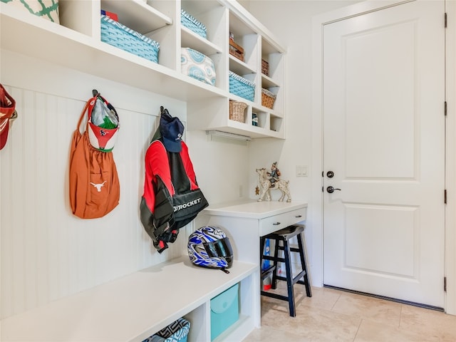 mudroom featuring light tile patterned floors