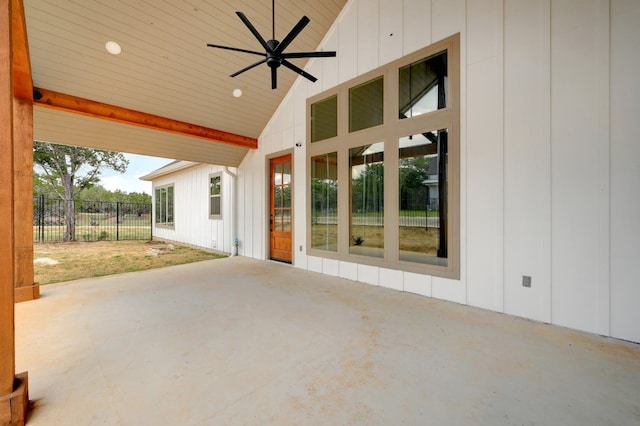 view of patio with ceiling fan