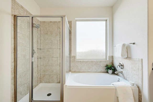 bathroom with plus walk in shower