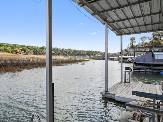 dock area featuring a water view