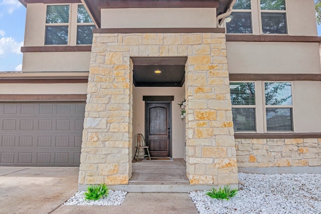 entrance to property with a garage