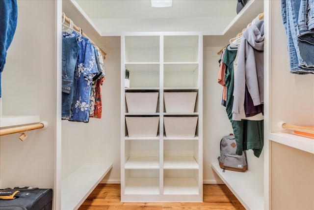 walk in closet featuring wood-type flooring