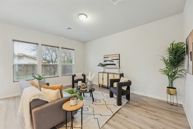 living room with light wood-type flooring