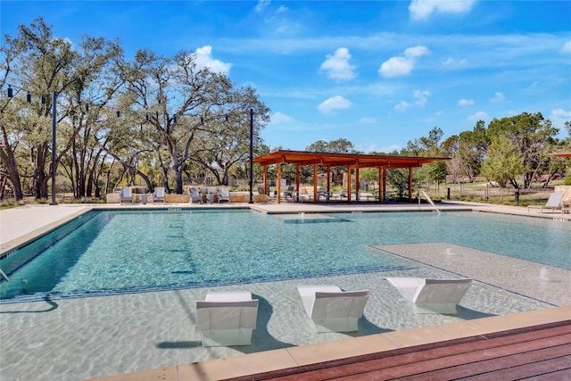 view of pool featuring a patio area