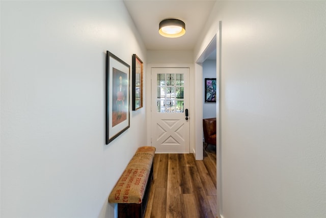 doorway featuring dark hardwood / wood-style flooring