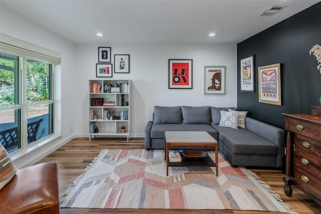 living room featuring light hardwood / wood-style flooring