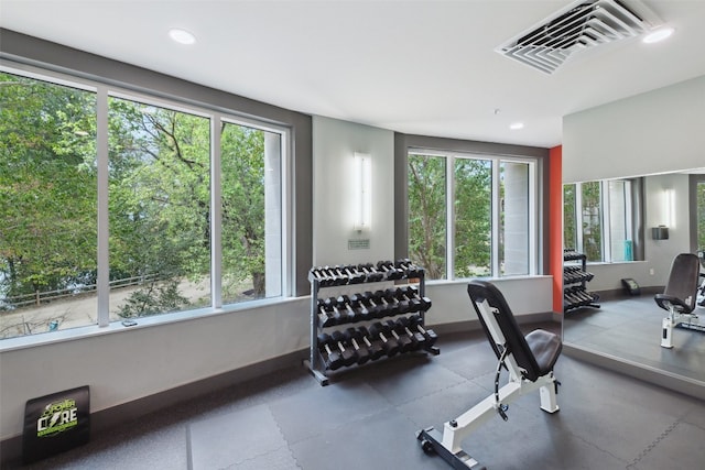 exercise room with plenty of natural light