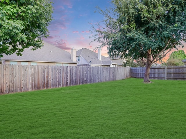 view of yard at dusk