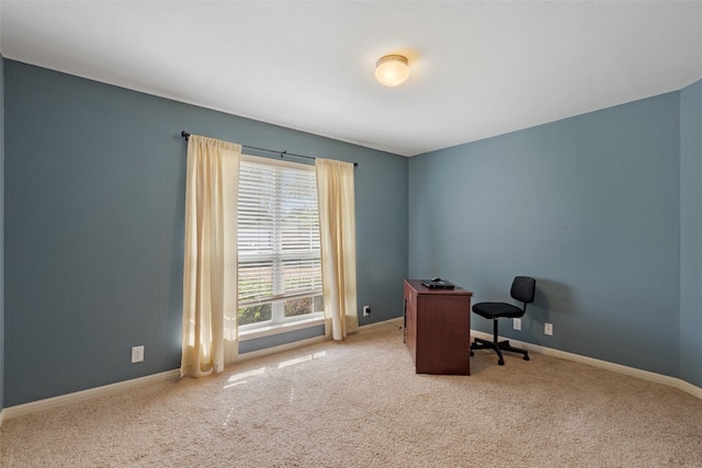 view of carpeted home office