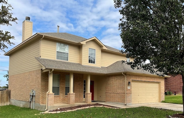 view of front of home with a porch and a garage