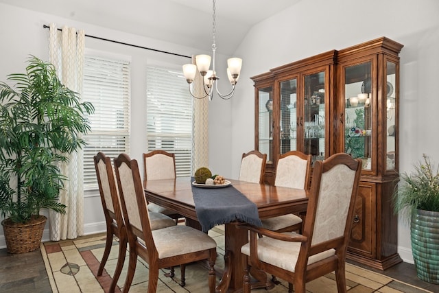 3224 Desert Shade Bnd, Leander, TX 78641 - dining room featuring a chandelier and vaulted ceiling