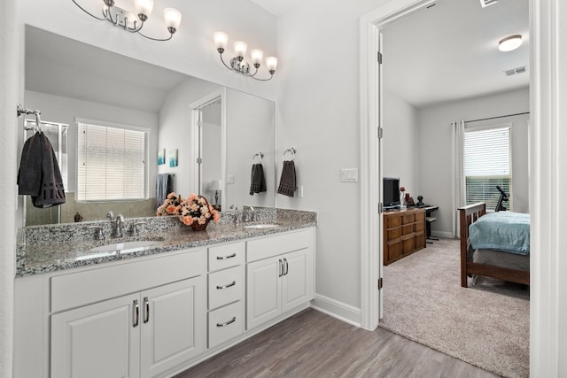 3224 Desert Shade Bnd, Leander, TX 78641 - ensuite bathroom with double vanity and wood finished floors