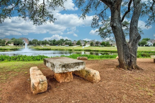 view of yard with a water view