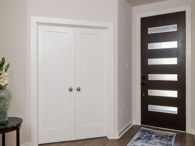 entrance foyer featuring dark wood-type flooring