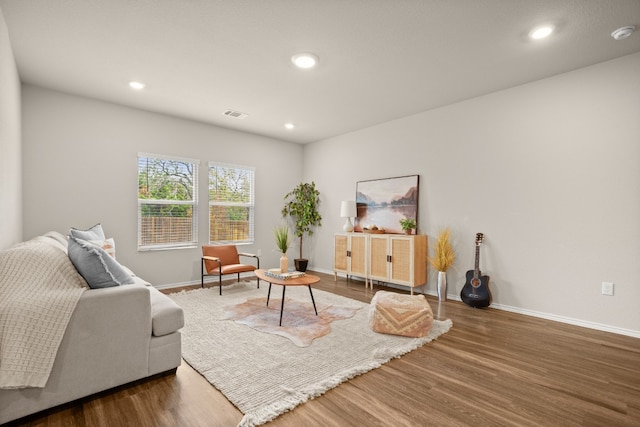 living room with hardwood / wood-style floors