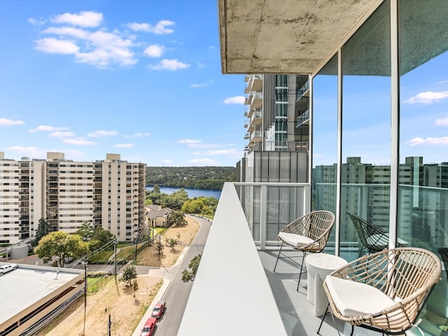 balcony with a water view