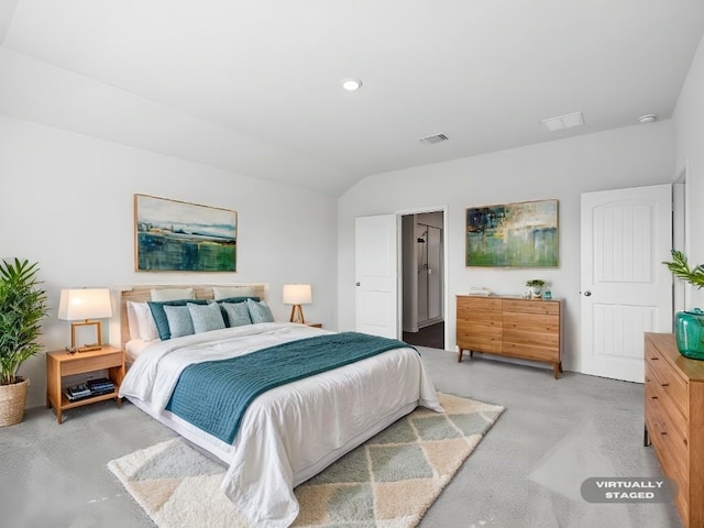 bedroom with vaulted ceiling