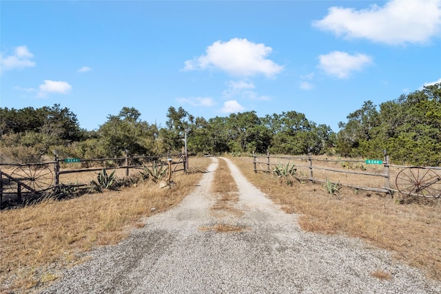 view of road with a rural view