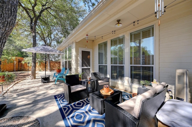 view of patio featuring an outdoor hangout area