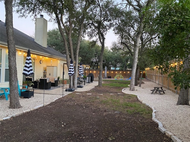 view of yard with a patio area