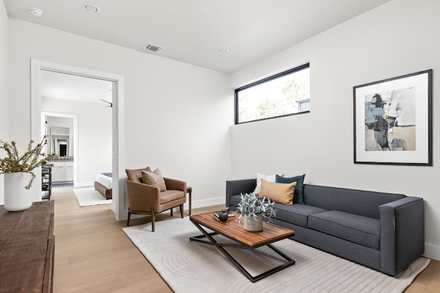 living room featuring light hardwood / wood-style floors